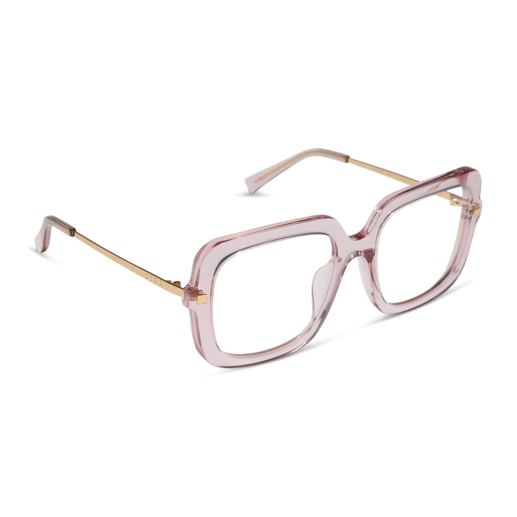 Spectacles Threads Sandra Square Glasses | Light Pink Crystal | Diff Eyewear