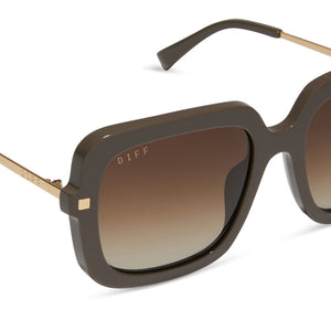 diff eyewear featuring the sandra square sunglasses with a london stone frame and truffle gradient lenseetaileds d view