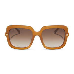 Square metal sunglasses in brown shaded lens