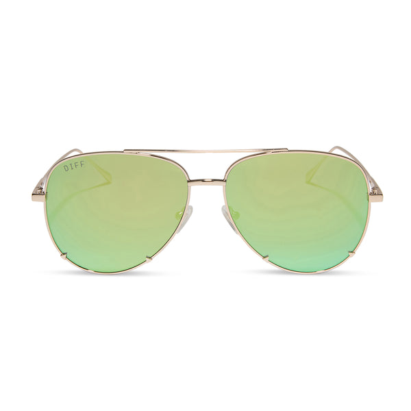 Scarlett Aviator Sunglasses | Gold & Turquoise Ice Mirror  display picture 3