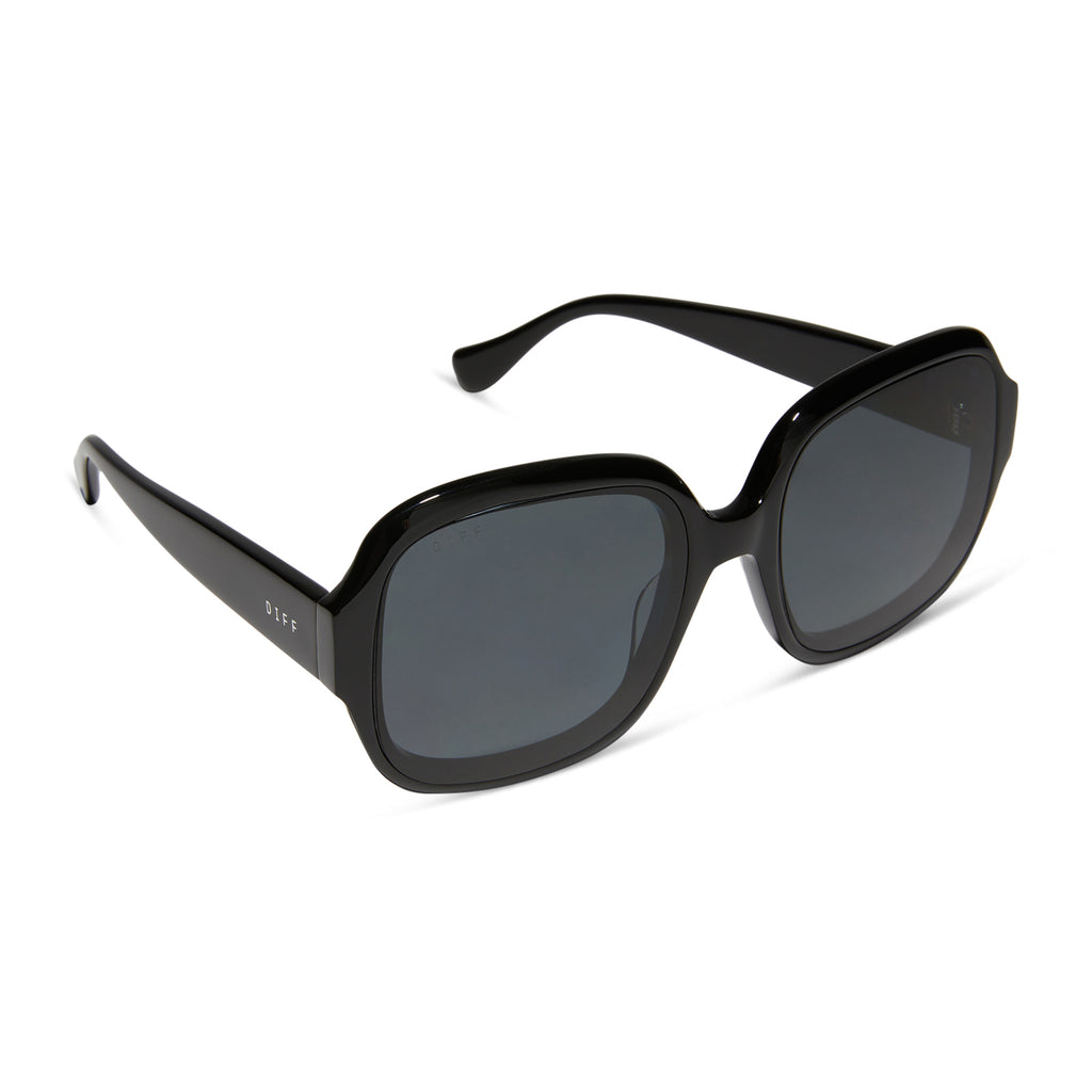 Seraphina Round Sunglasses | Black & Grey Polarized | DIFF Eyewear