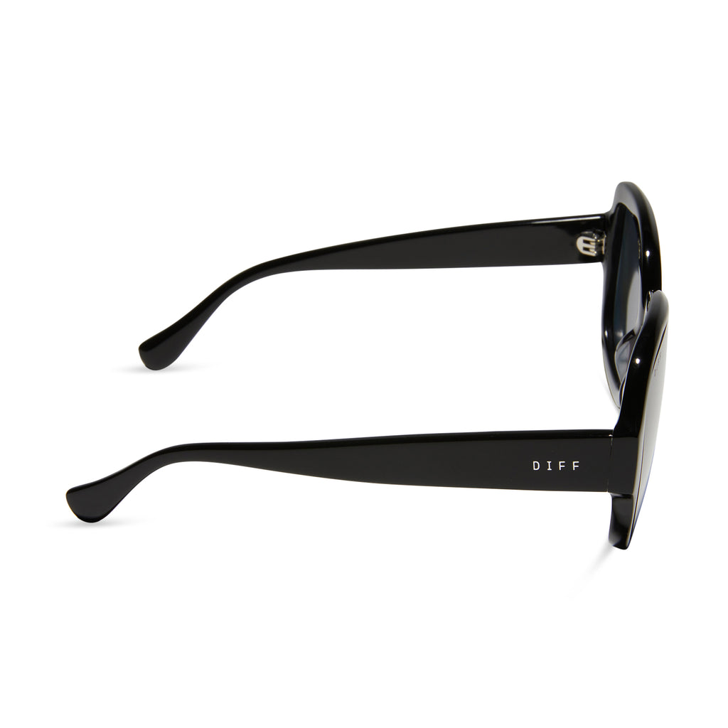 Seraphina Round Sunglasses | Black & Grey Polarized | DIFF Eyewear