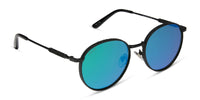 swatch for SNAPE™️ - MATTE BLACK METAL + GREEN MIRROR SUNGLASSES