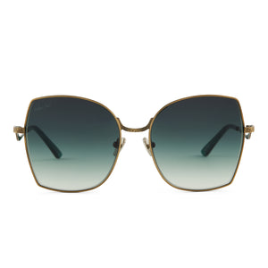patricia nash x diff eyewear sophia cat eye sunglasses with a planet green crystal frame and g15 gradient lenses front view