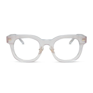 diff eyewear featuring the summer square prescription glasses with a opalescent pink frame front view