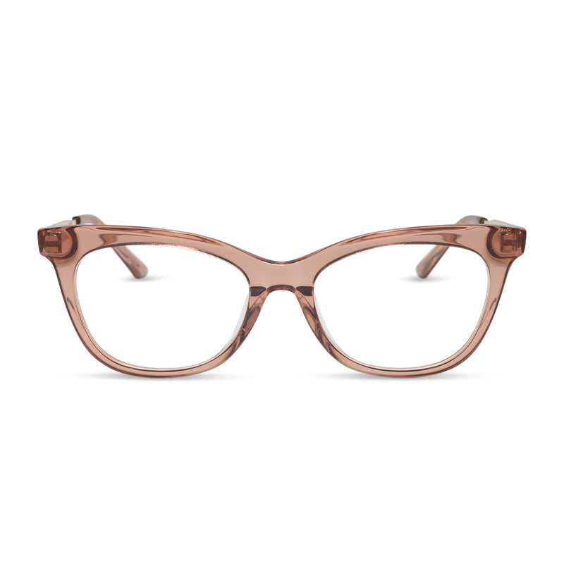 diff eyewear sylvia cat eye prescription glasses with a cafe ole brown acetate frame front view
