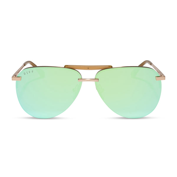 NIB! DIFF Eyewear, Tahoe, Brushed Gold Dew Drop Mirror Polarized, MSRP $134 DIFF Tahoe Brushed Gold +Gold Mirror – Simply Couture Boutique main image 4