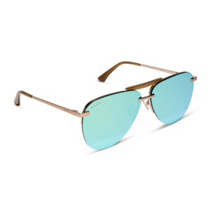 Tahoe Aviator Sunglasses | Brushed Gold & Dew Drop Mirror 