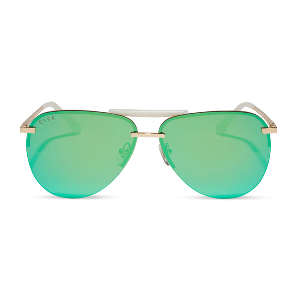 tahoe - gold + green mirror sunglasses