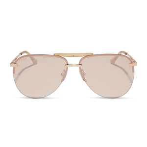diff eyewear featuring the tahoe aviator sunglasses with a gold frame and honey crystal flash lenses front view