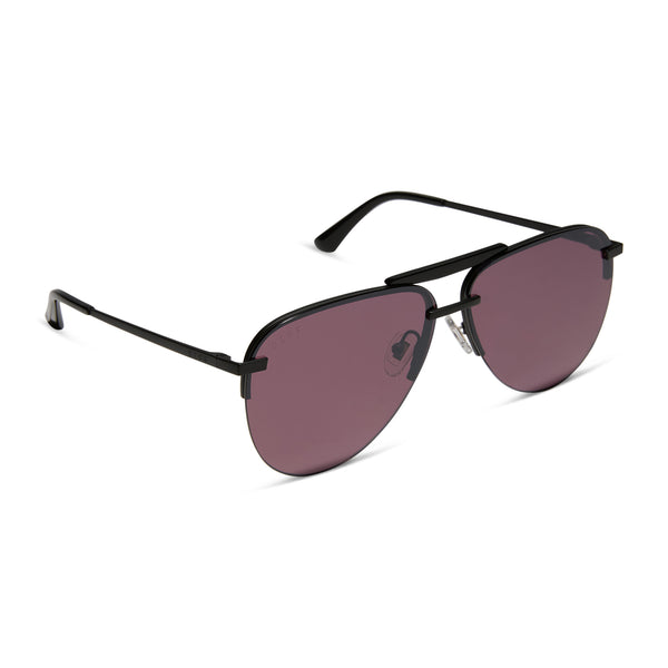 tahoe - matte black + black temple tips + aubergine + silver flash sunglasses 2