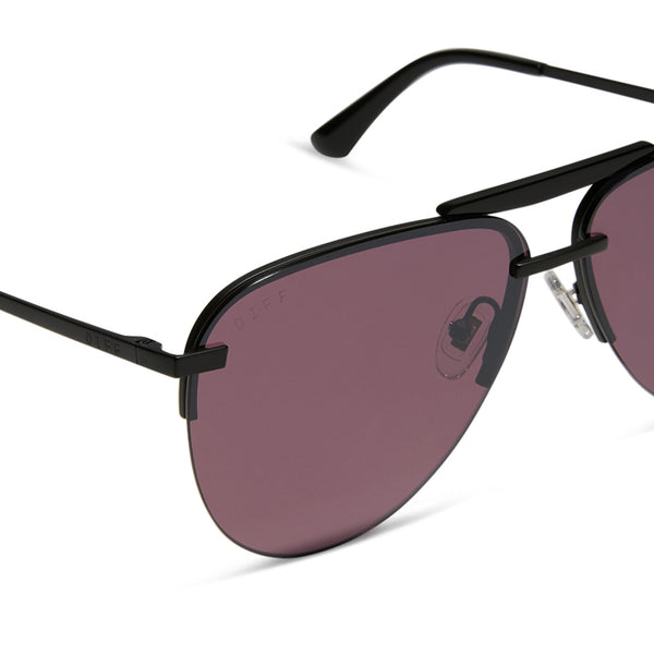 tahoe - matte black + black temple tips + aubergine + silver flash sunglasses 4