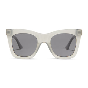 diff eyewear talia square sunglasses with a milky grey frame and grey lenses front view
