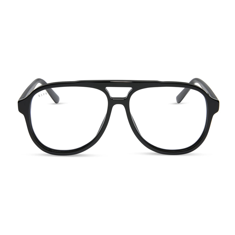 diff eyewear featuring the tatum aviator prescription glasses with a black frame front view
