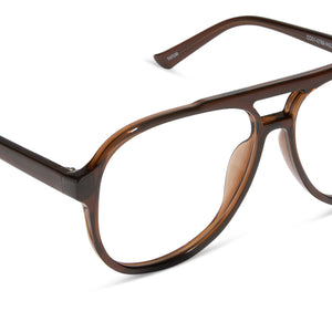 diff eyewear featuring the tatum aviator blue light readers with a whiskey crystal frame detailed view