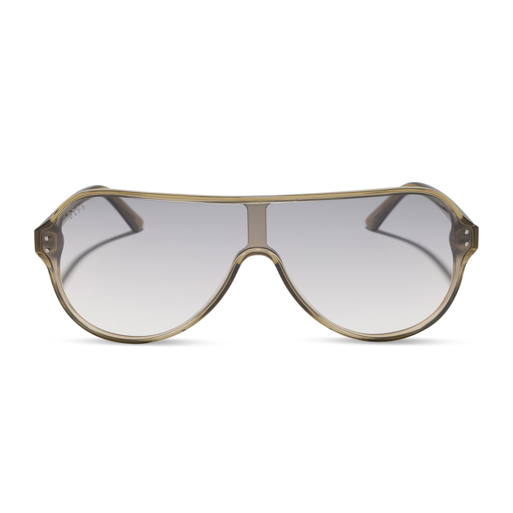 THE DOWNTOWN - OLIVE CRYSTAL + SILVER FLASH + SUNGLASSES