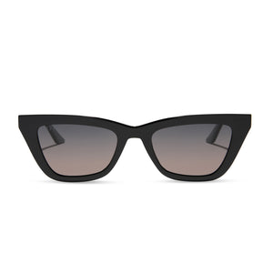 diff eyewear featuring the the noah cateye sunglasses with a black frame and twilight gradient polarized lenses front view