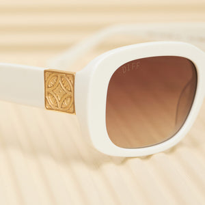 The White Lotus Rectangle Sunglasses | Ivory & Brown  display picture 2