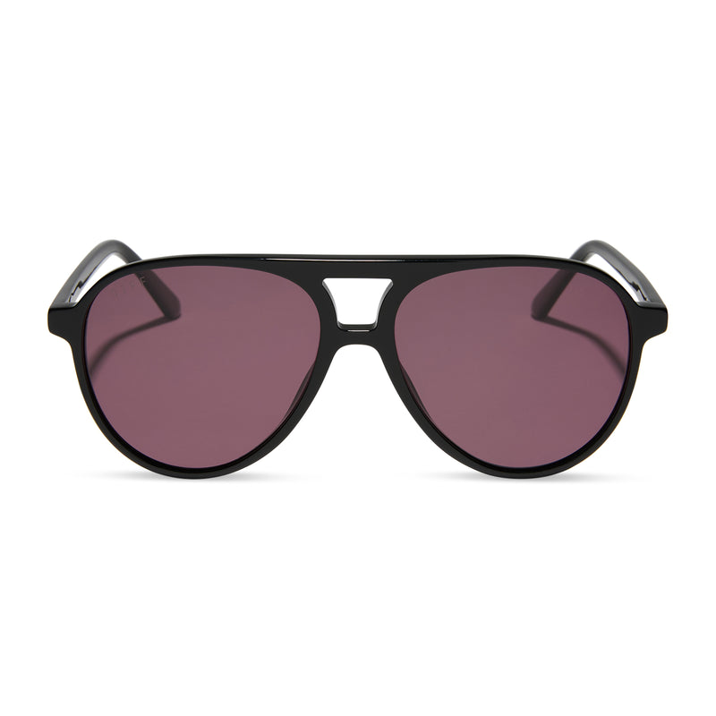 diff eyewear tosca ii aviator sunglasses black & aubergine front view
