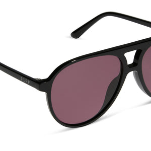 Tosca II Aviator Sunglasses | Black & Aubergine | DIFF Eyewear