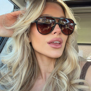Tosca II Aviator Sunglasses | Black & Brown Gradient | DIFF 