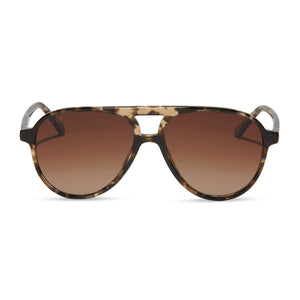 diff eyewear featuring the tosca ii aviator sunglasses with a espresso tortoise frame and brown gradient polarized lenses front view