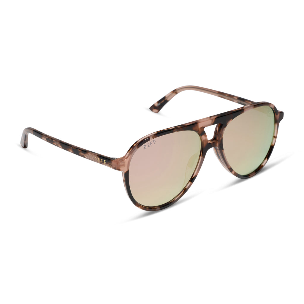 Tosca II Aviator Sunglasses | Himalayan Tort & Taupe Mirror | DIFF Eyewear