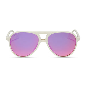 TOSCA II - MATTE WHITE + PINK RUSH MIRROR SUNGLASSES