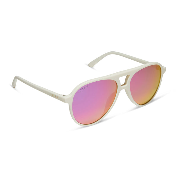 tosca ii - matte white + pink rush mirror sunglasses 2