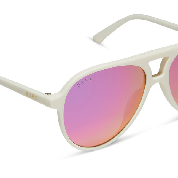 tosca ii - matte white + pink rush mirror sunglasses 4