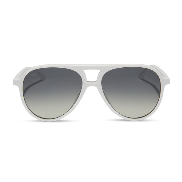 Tosca II Aviator Sunglasses | White Cloud & Grey & Silver Flash