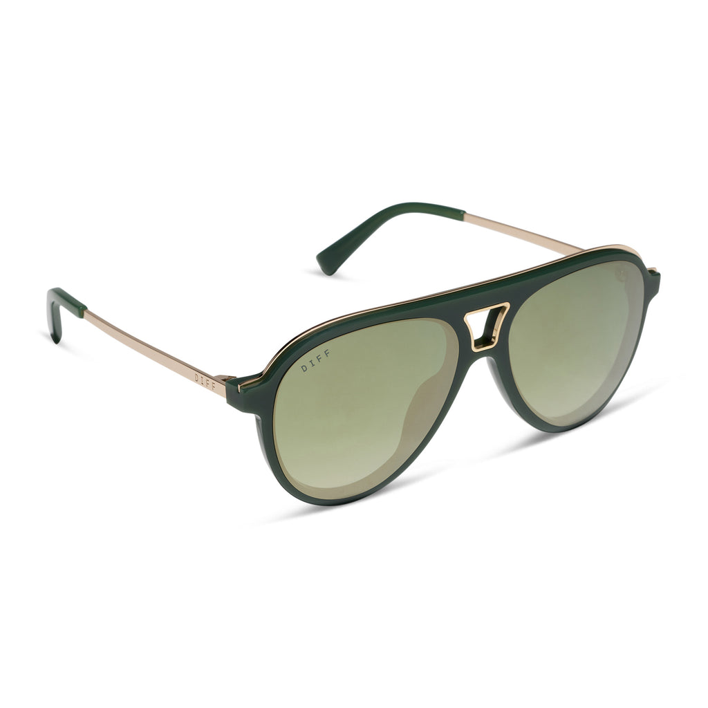 Tosca III Aviator Sunglasses | Green & Light Gold Flash | DIFF Eyewear