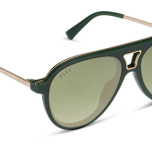 Tosca III Aviator Sunglasses | Green & Light Gold Flash | DIFF Eyewear