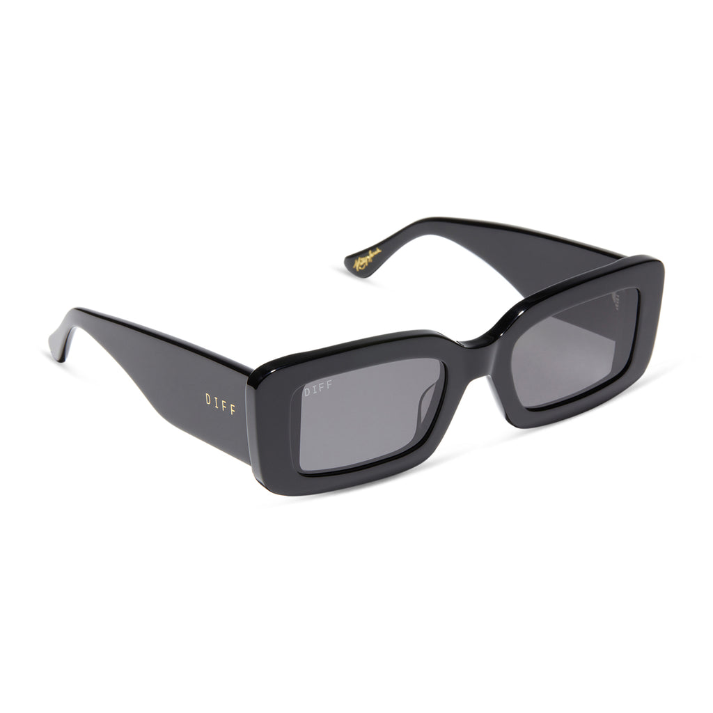 TTYL Rectangle Sunglasses | Black & Grey | DIFF Eyewear