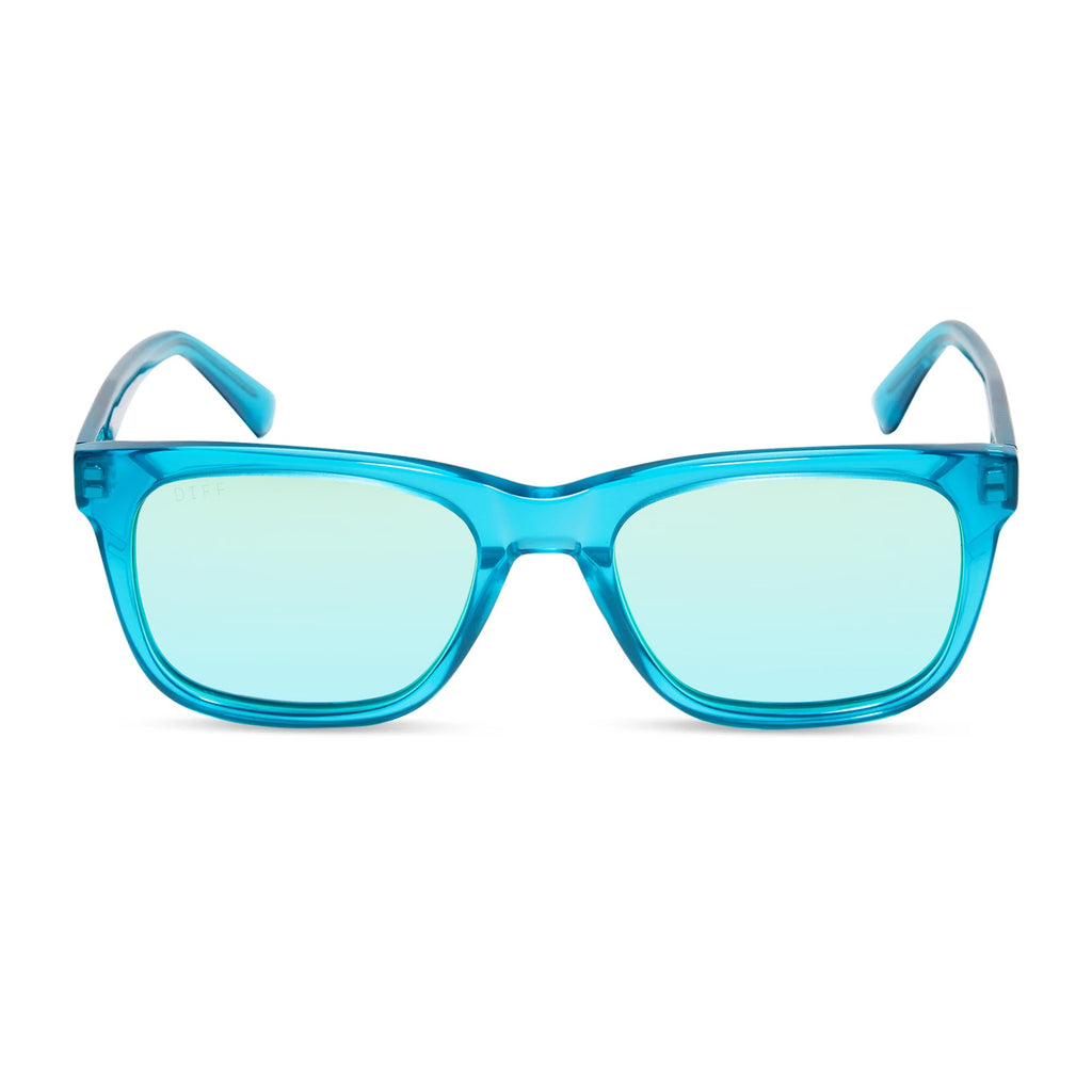 Wesley Square Sunglasses Turquoise Ice Crystal & Teal Mirror DIFF
