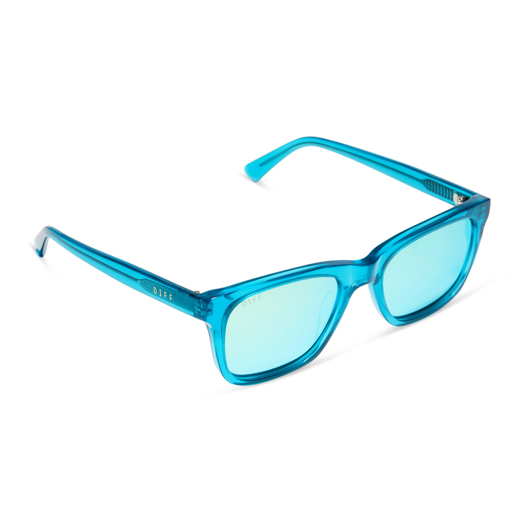 Wesley Square Sunglasses Turquoise Ice Crystal & Teal Mirror DIFF