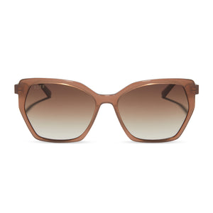 diff eyewear vera square oversized sunglasses with a macchiato brown acetate frame and brown gradient lenses front view