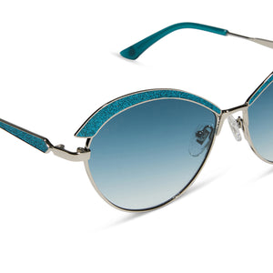 Wednesday Cat Eye Sunglasses | Silver & Teal Gradient | DIFF Eyewear