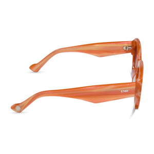 Wednesday Cat Eye Sunglasses | Orange Pink Stripe & Wine | DIFF