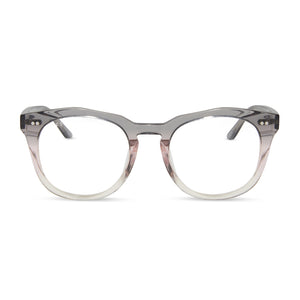 diff eyewear weston round prescription glasses with a smoke rose crystal ombre frame front view