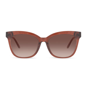 diff eyewear winston cat eye sunglasses with a festive chestnut frame and brown gradient lenses front view