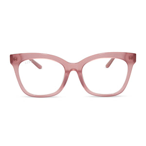 diff eyewear winston square prescription glasses with a guava acetate frame front view