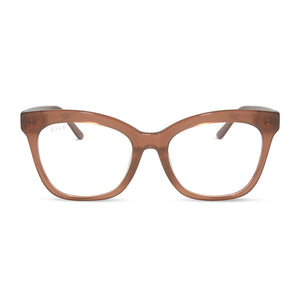 diff eyewear winston square prescription glasses with a macchiato brown frame front view