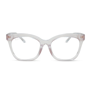 diff eyewear winston square prescription glasses with a opalescent pink frame front view