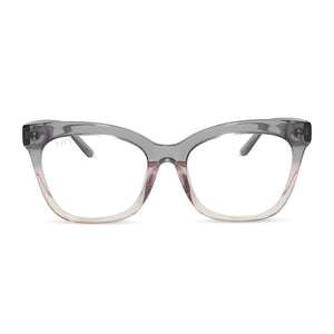 diff eyewear winston square prescription glasses with a smoke rose crystal ombre acetate frame front view