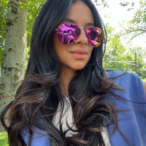 Sophia- Rose Gold Aviator Mirrored Sunglasses