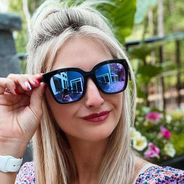 bella - black + purple mirror sunglasses 1