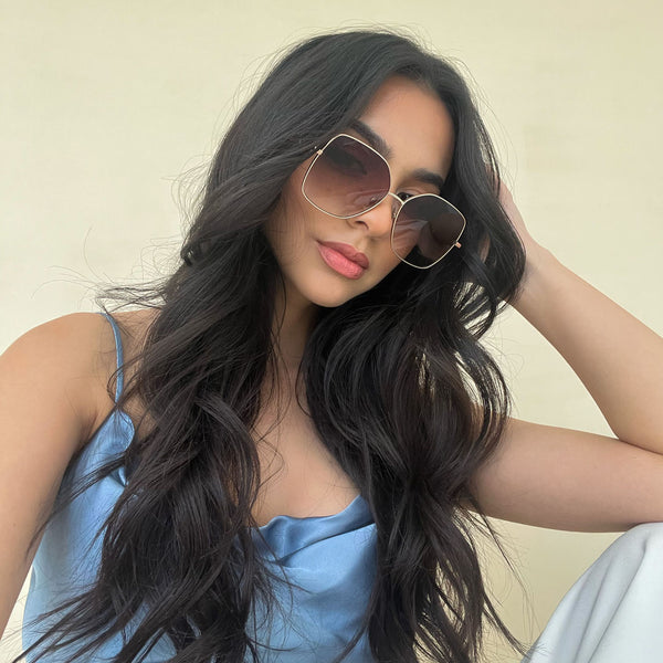 iris - matte gold + sharp brown gradient sunglasses 1