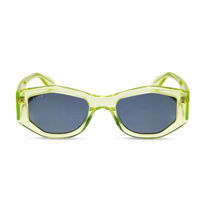 diff eyewear featuring the zoe oval sunglasses with a citrine frame and grey lenses front view