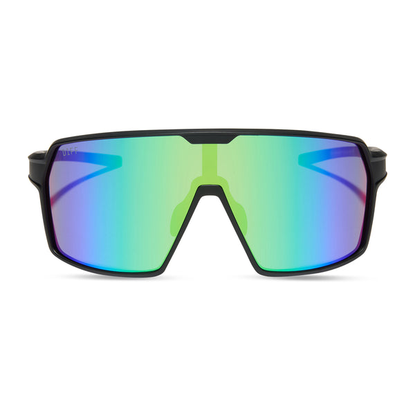 charge - matte black + green mirror + mens polarized sunglasses
